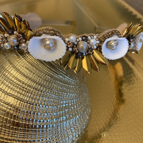 Anthropologie seashell pearl gold golden headband crown bridal new with tags main image 7